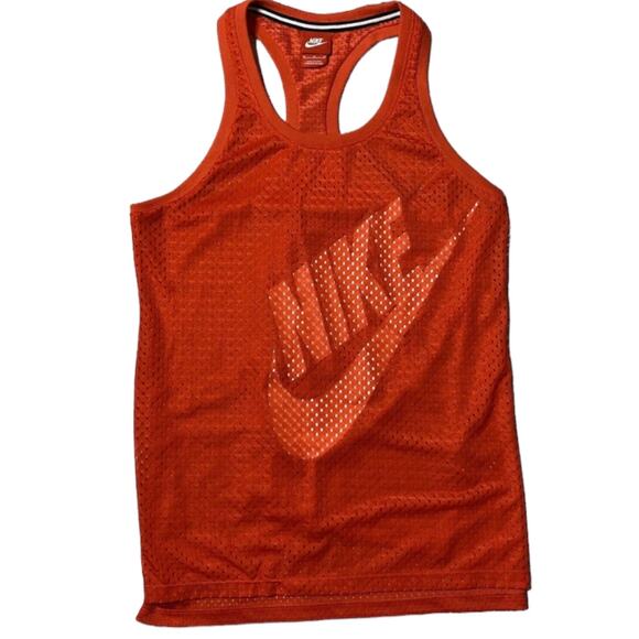 Nike Swoosh 'Just Do It" Red Double Layer Mesh Sportswear Racerback Tank - Sz M - Picture 1 of 8